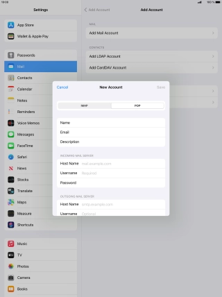 Press Host Name and key in the name of your email provider's incoming server.