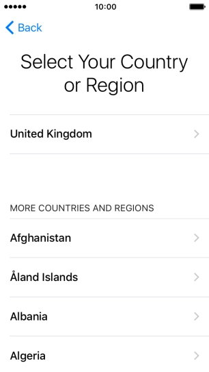Press the required country or area.