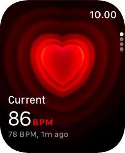 Your current heart rate is displayed below Current.
