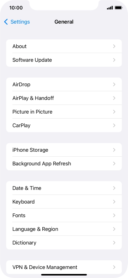 Press Software Update. If a new software version is available, it's displayed. Follow the instructions on the screen to update the phone software.