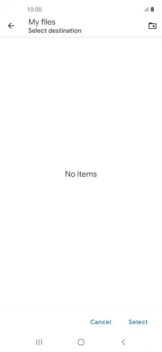 To create a new folder, press the new folder icon and follow the instructions on the screen to create a new folder.