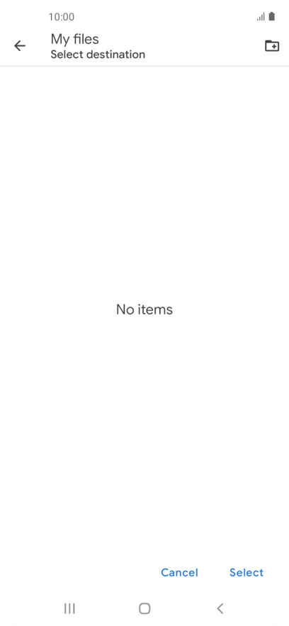 To create a new folder, press the new folder icon and follow the instructions on the screen to create a new folder.