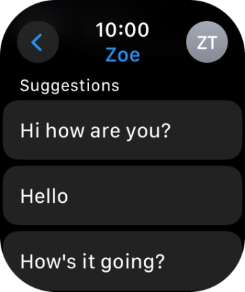 Press the required quick reply. Press the required quick reply.