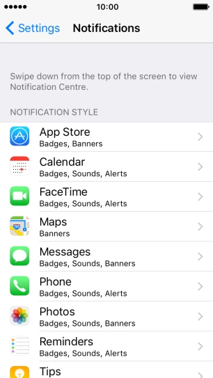 Press the required application.