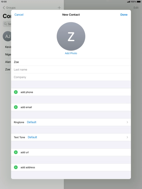 Press Last name and key in the last name.