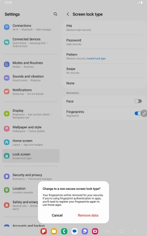 Press Remove data. Press Remove data.