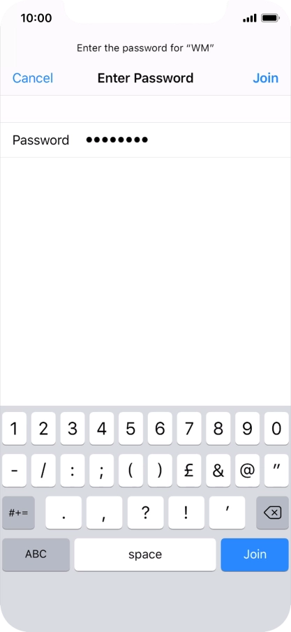 Key in the password for the Wi-Fi network and press Join.