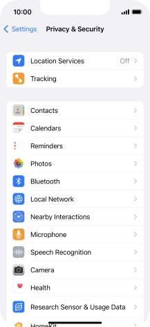 Press Location Services.