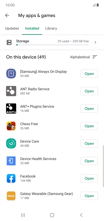 Press the required app.