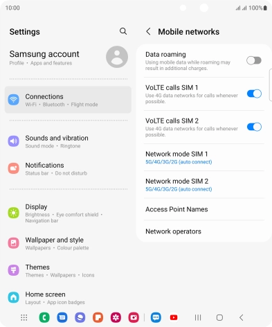 Press Network mode ‹SIM›.