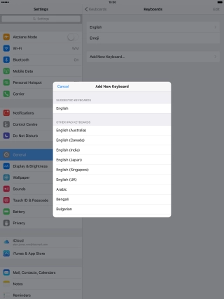 Press the required language to add it. Press the required language to add it.