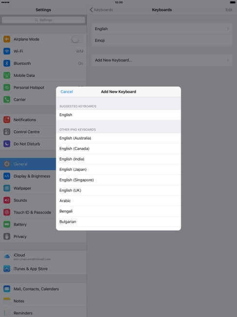 Press the required language to add it. Press the required language to add it.