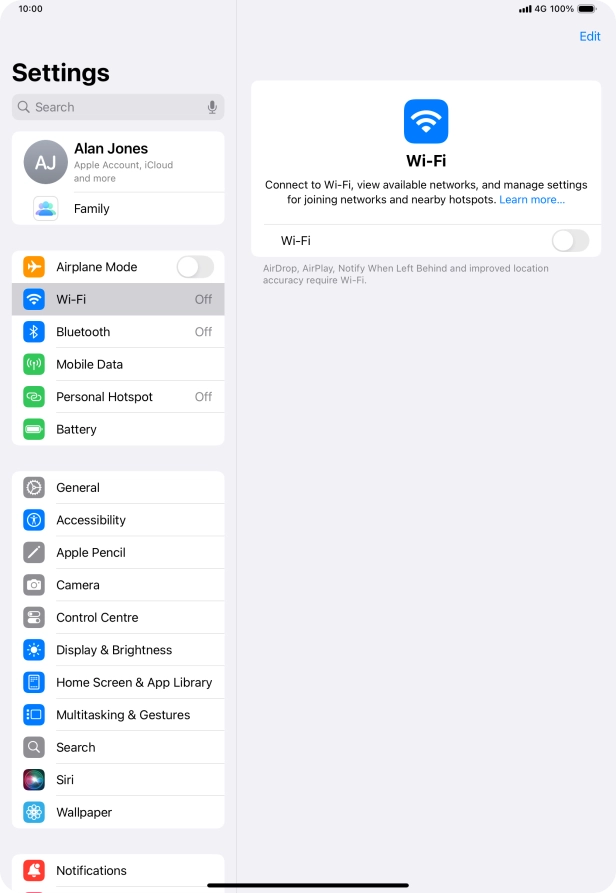 Press the indicator next to 