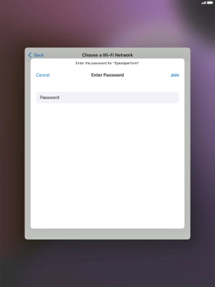 Key in the password for the Wi-Fi network and press Join.