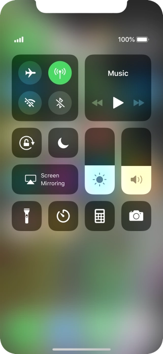 Press the required function to open an application or turn the function on or off.