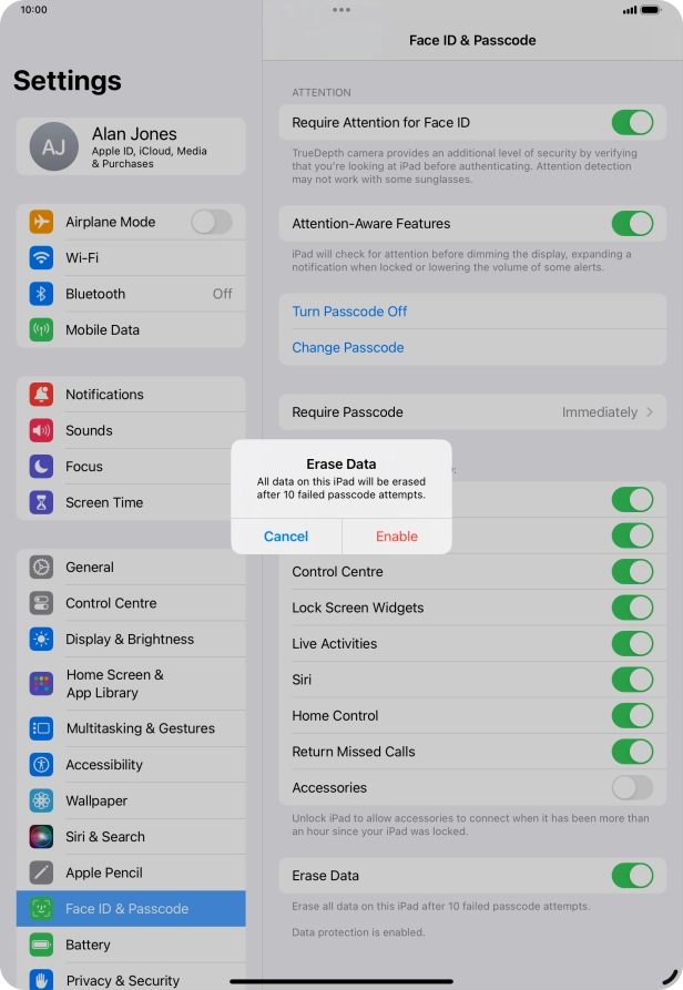 If you turn on the function, press Enable.