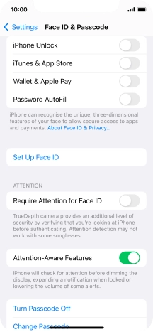 Press Turn Passcode Off and key in the phone lock code.