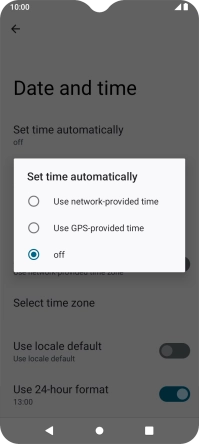 Press Use network-provided time to turn on the function.