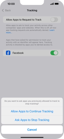 If you turn off the function, press the required setting.
