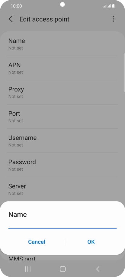 Key in Vodafone Internet and press OK.