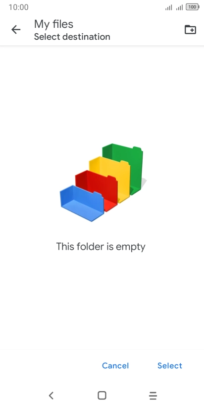 To create a new folder, press the new folder icon and follow the instructions on the screen to create a new folder.