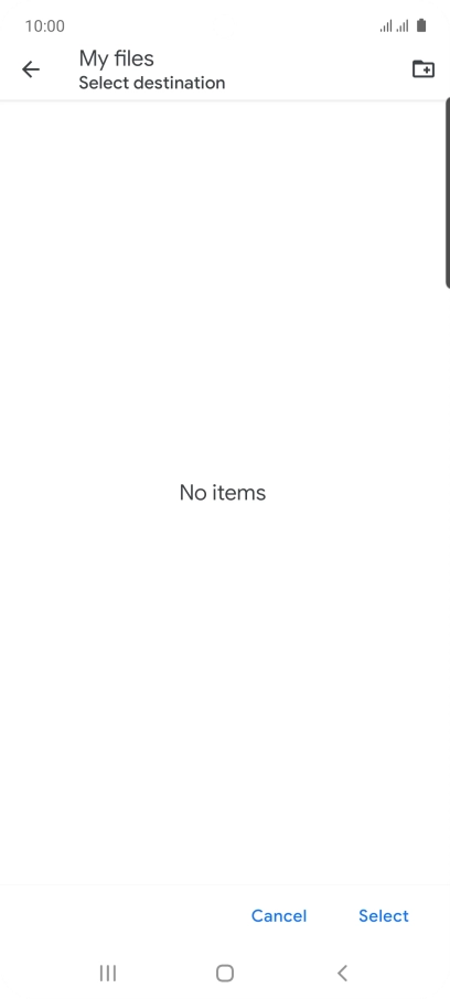 To create a new folder, press the new folder icon and follow the instructions on the screen to create a new folder.
