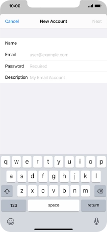 Press Email and key in your email address.