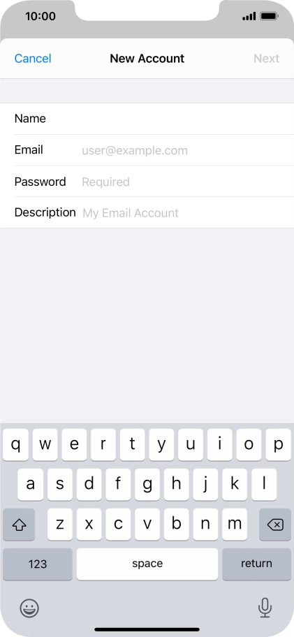 Press Email and key in your email address.