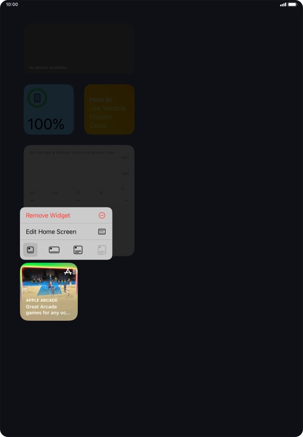 Press Remove Widget.