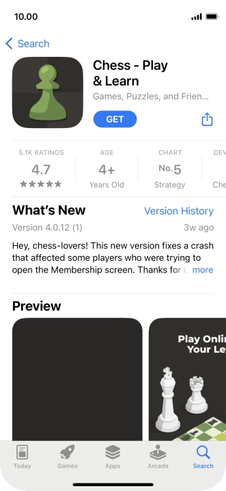 Press GET and follow the instructions on the screen to install the app.