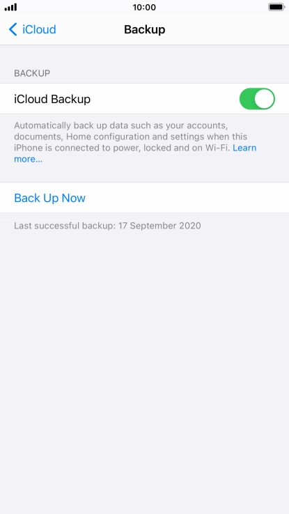 Press Back Up Now and wait while the phone memory is backed up.