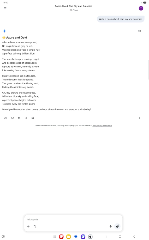 You can ask Gemini to generate a text based on your description.