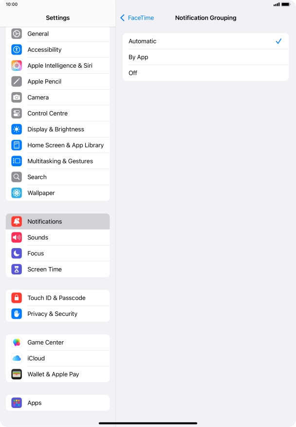 Press the required setting. Press the required setting.