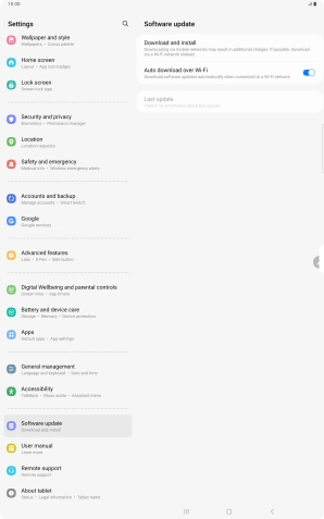 Press Download and install. If a new software version is available, it's displayed. Follow the instructions on the screen to update the tablet software.