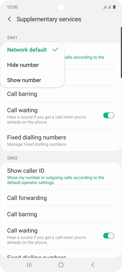 Press Show number to turn on caller identification.