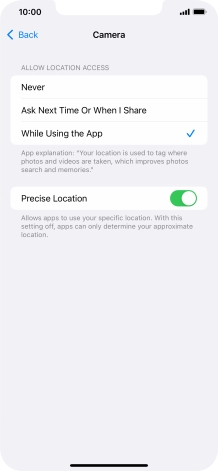Press the required setting to turn the function on or off.