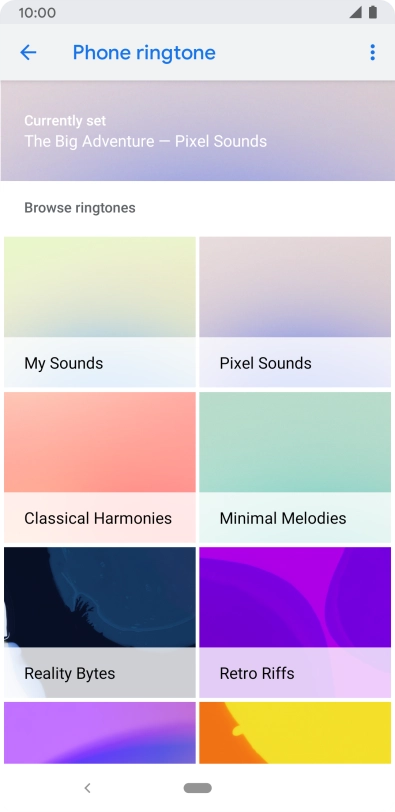 Press the required category.