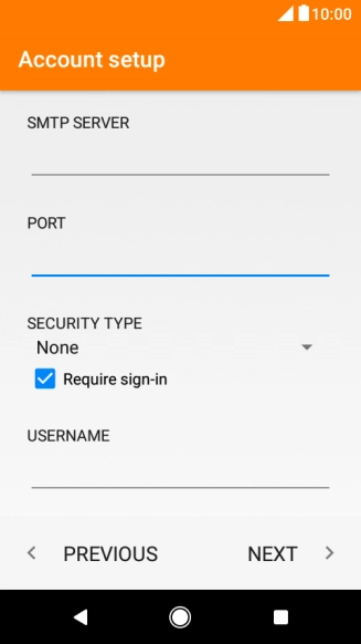 Press Require sign-in to turn the function on or off. Please note that if you're using Vodafone's outgoing server, turn off SMTP authentication and leave the username and password fields empty.