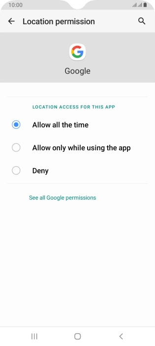 Press the required setting.