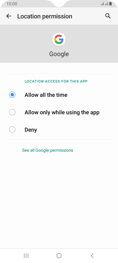Press the required setting.