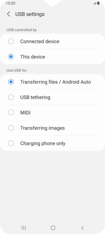 Press Transferring files / Android Auto.
