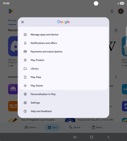 Press Manage apps and device.