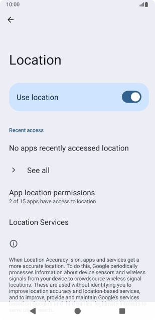 Press App location permissions.