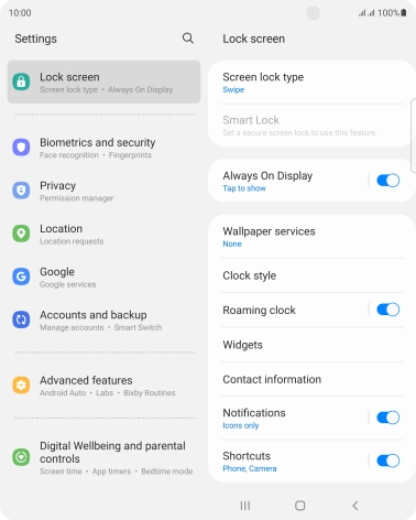 Press Screen lock type.