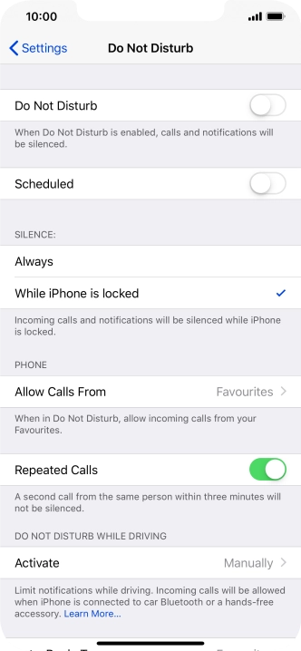 Press the indicator next to 