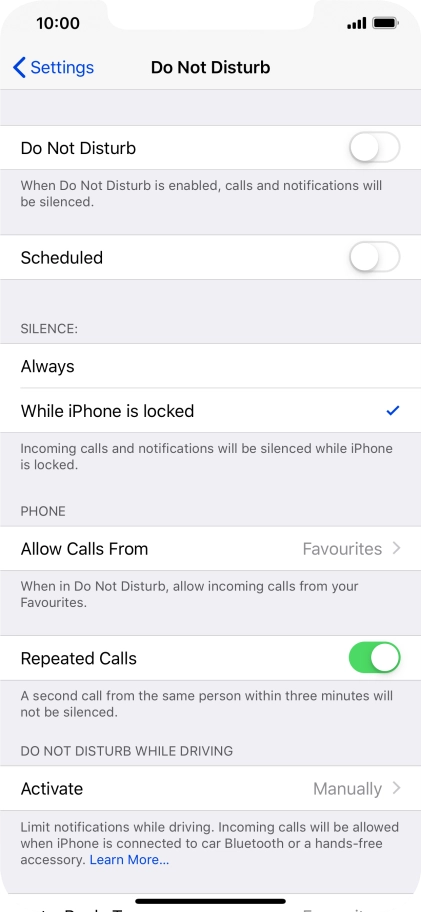 Press the indicator next to 