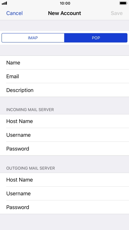 Press Host Name and key in the name of your email provider's incoming server.