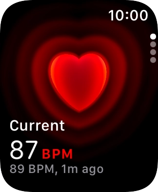Your current heart rate is displayed below Current.