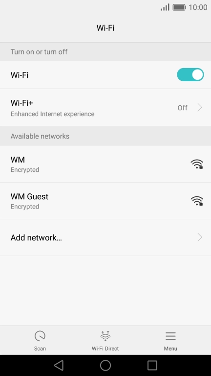 Press the required Wi-Fi network.