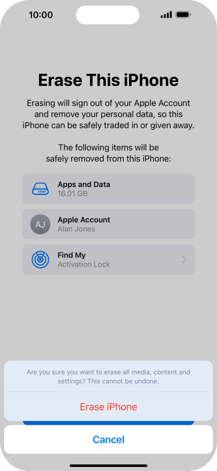 Press Erase iPhone.